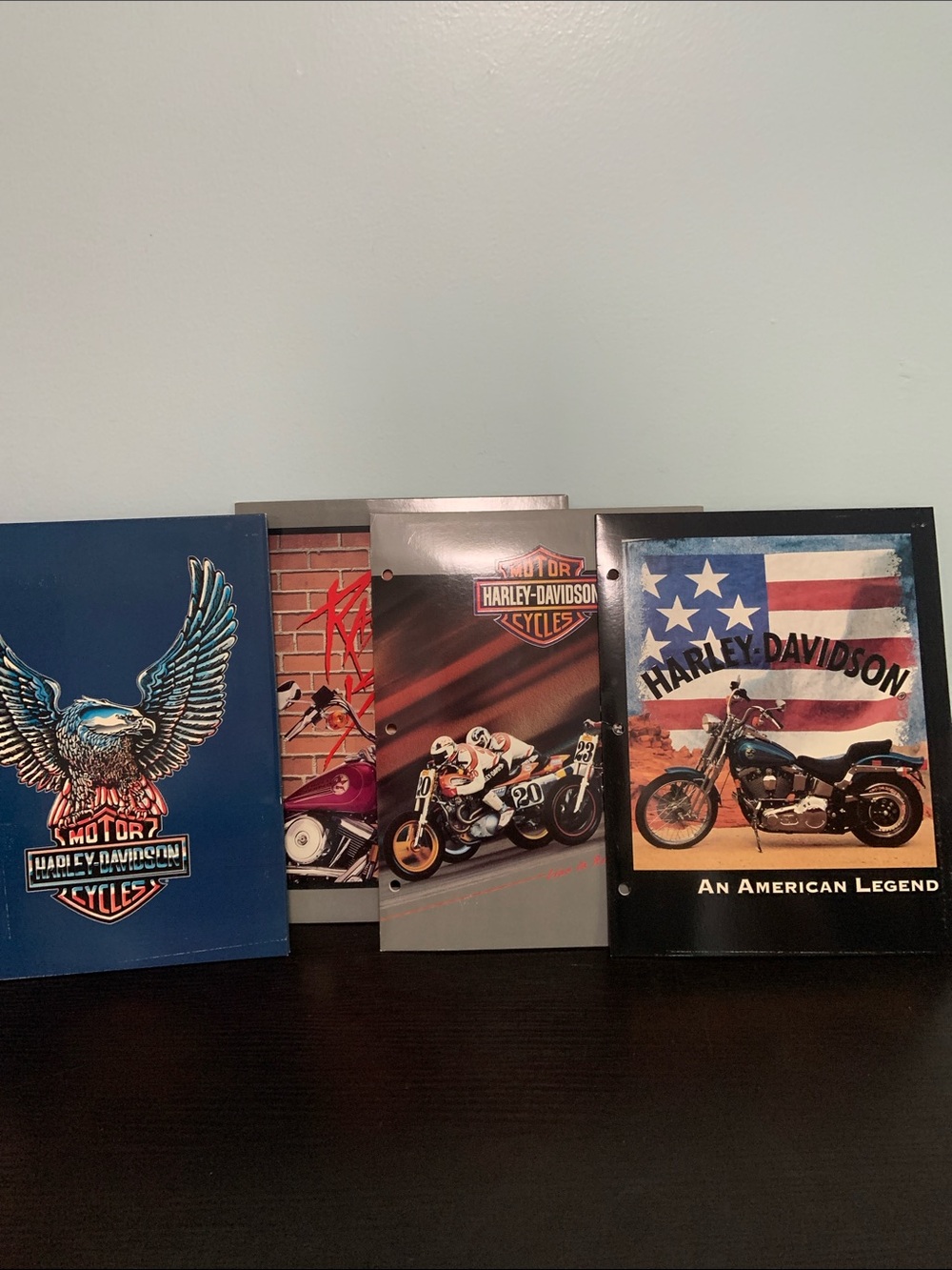 Vintage Harley Davidson Notebook Portfolio Pocket Folders Group of 4.  From 1994